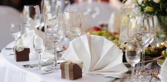 Table set for a festive party or dinner